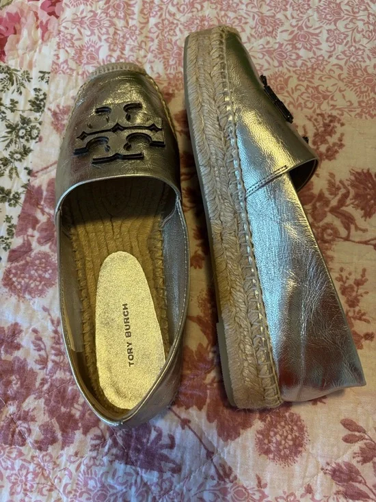 Tory Burch Metallic Gold Espadrille Loafers - Picture 7 of 16